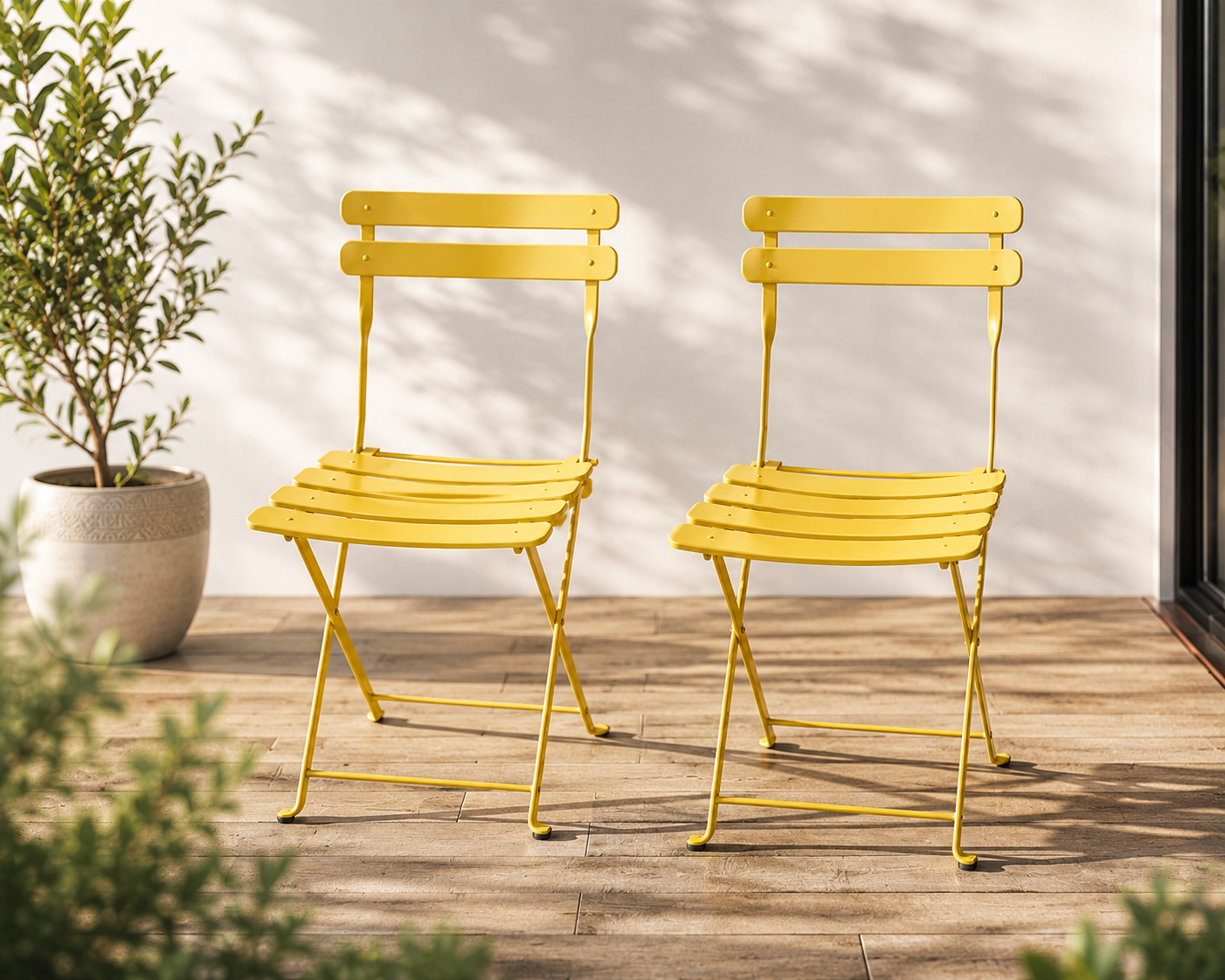 Mano Gartenstuhl 2er Set Metall Gelb Terrasse Balkon Outdoor Stühle