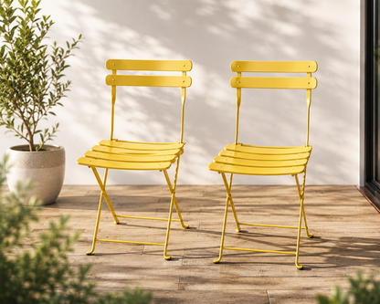 Mano Gartenstuhl 2er Set Metall Gelb Terrasse Balkon Outdoor Stühle