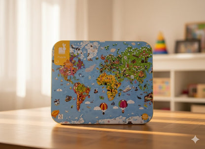 Janod Giant World Kinderpuzzle 300 Teile FSC-Karton Pflanzliche Tinte Frankreich