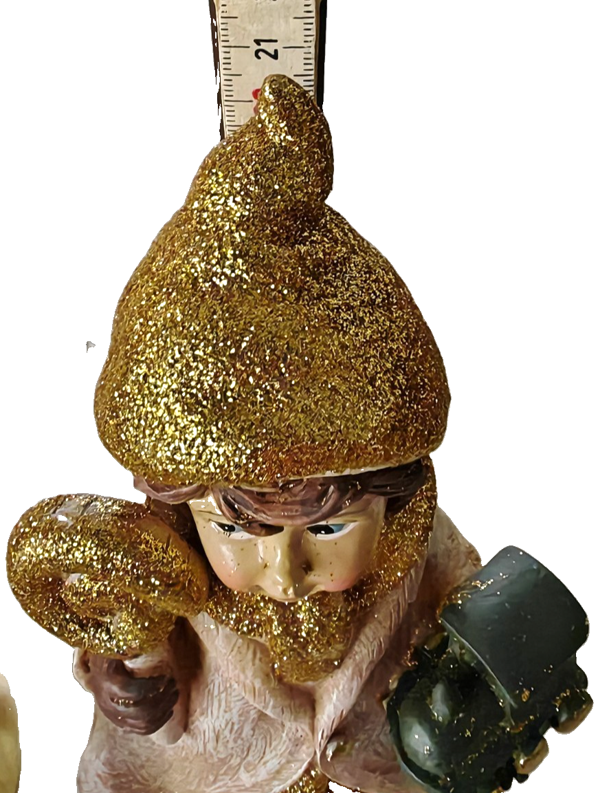 Winterkinder 2er Set Weihnachtsdeko Figuren Gold Glitzer Mädchen Junge 21cm C6