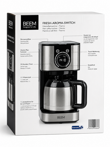 BEEM Fresh-Aroma-Switch Filterkaffeemaschine Thermoskanne 8 Tassen Timer 1L C4