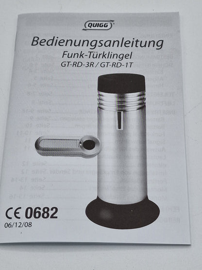 Quigg GT-RD-3R Funk Türklingel Kabellos Empfänger Funkgong Türgong 100m A6