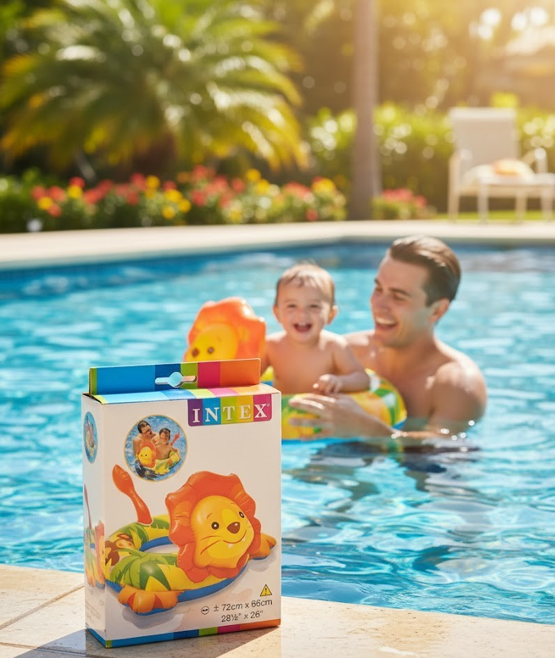 Intex Deluxe Schwimmring mit Tierkopf Kinder Schwimmreifen Pool Badespaß D7