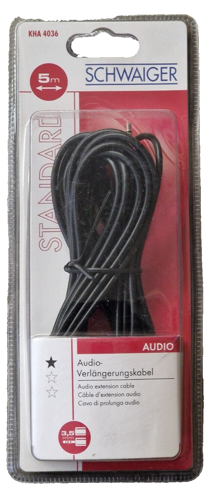Schwaiger KHA2036 Audio Verlängerungskabel 5m Klinkenkabel Stereo