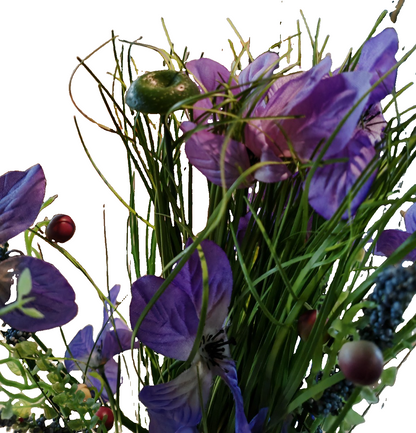 Kunstblumen Grasbündel 52 cm Lila Dekogras Blumenarrangement Tischdeko E7