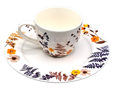 Weltbild Kaffeeservice Wildblumen 12tlg Tassen Teller Unterteller Set HA17