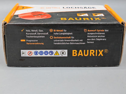 BAURIX® Bi-Metall Lochsäge 60mm Bohrkrone für Holz, Metall, Trockenbau und PVC