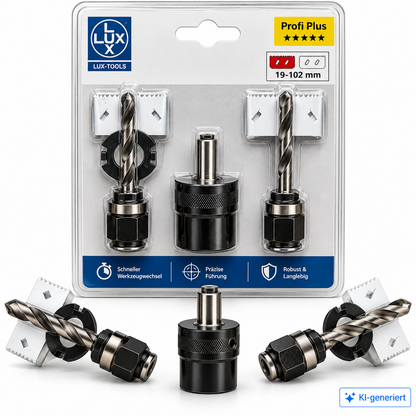 LUX-TOOLS Profi Plus Lochsägen Set 19-102 mm Schnellwechsel Adapter A2