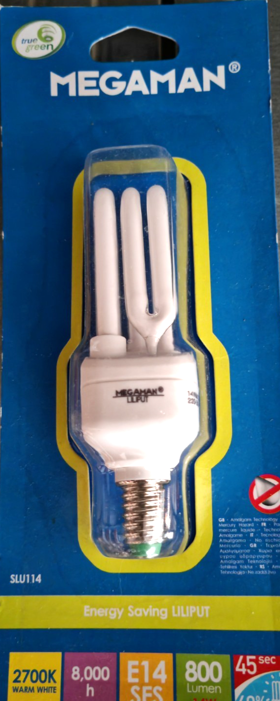 MEGAMAN LILIPUT Energiesparlampe E14 14W Warmweiß 2700K 800lm CFL HA34