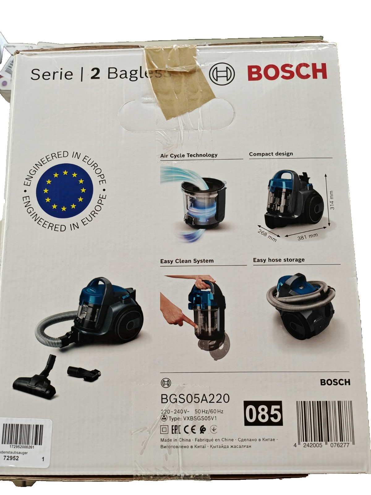 Bosch BGS05A220 Beutelloser Staubsauger 700W Zyklon Bodenstaubsauger Blau HA25