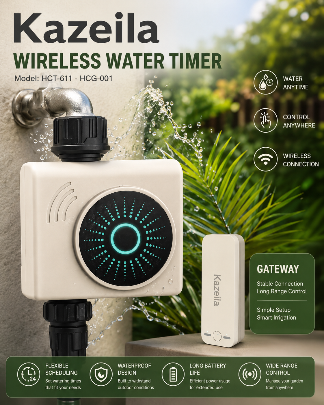 Kazeila Bluetooth WiFi Bewässerungscomputer App Garten Bewässerungssteuerung B1