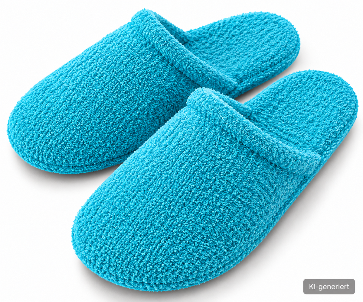 DONNA Damen Frottee Pantoffeln Türkis Einheitsgröße Hausschuhe Made in Italy G