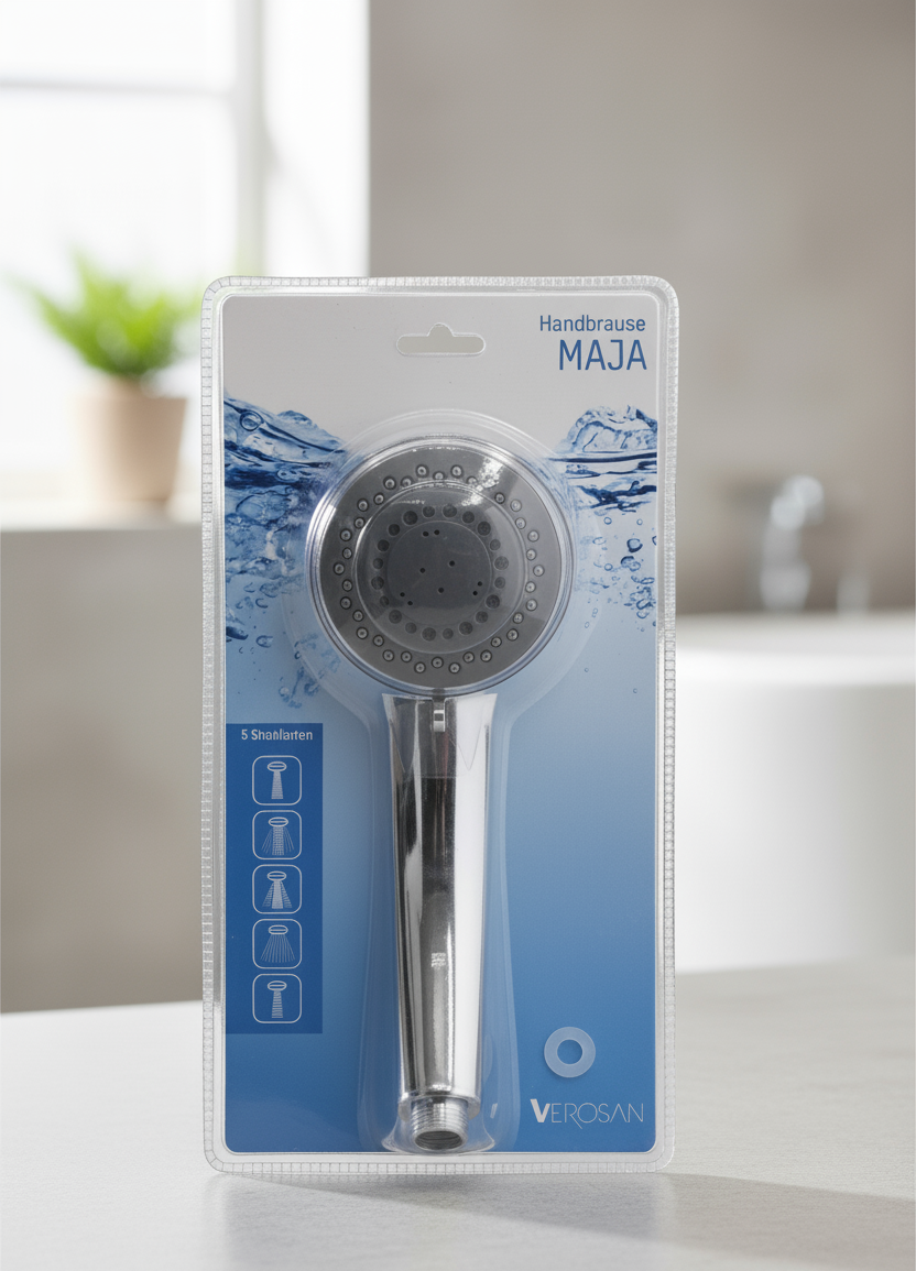 VEROSAN Maja Handbrause Duschkopf Chrom 5 Strahlarten Massage 1/2 Zoll E1