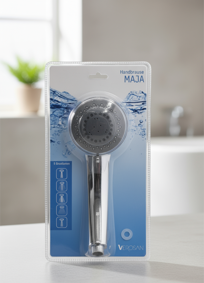 VEROSAN Maja Handbrause Duschkopf Chrom 5 Strahlarten Massage 1/2 Zoll E1