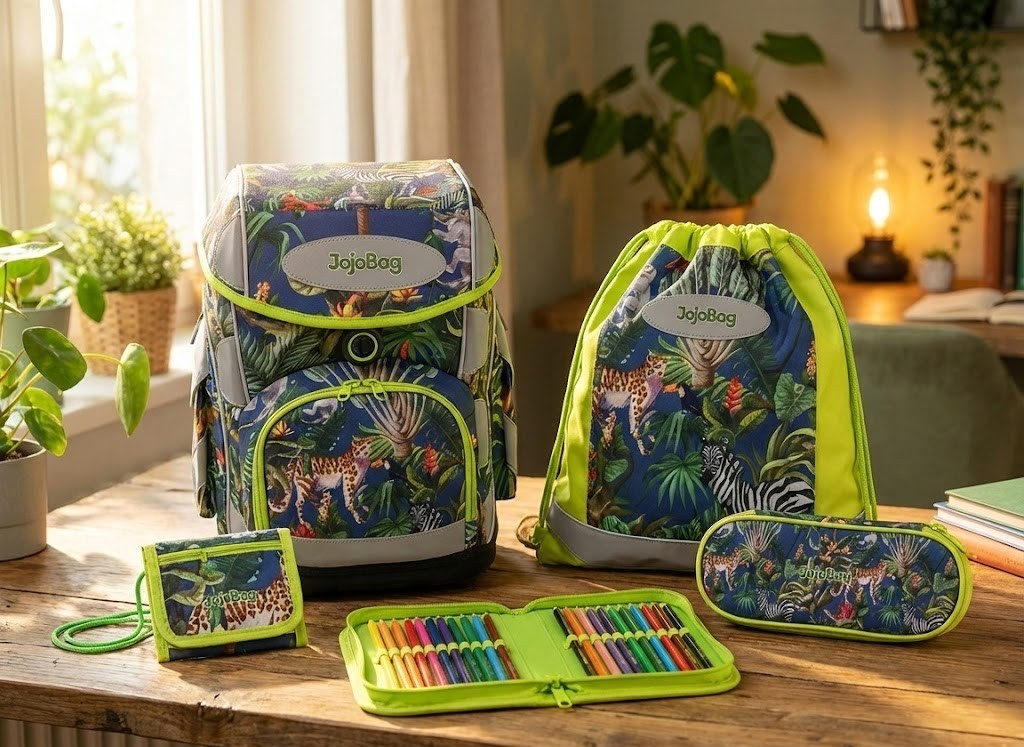 Jojobag Büchertasche Set Federmappe Sportbeutel Geldbörse Schultasche Kinder D8