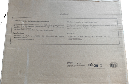 Navaris Serviertablett Bambus 3er Set Tablett Frühstück Holz