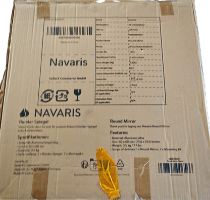 Navaris Wandspiegel Rund 60cm Schwarz Badezimmerspiegel Flur Deko Spiegel HOA7