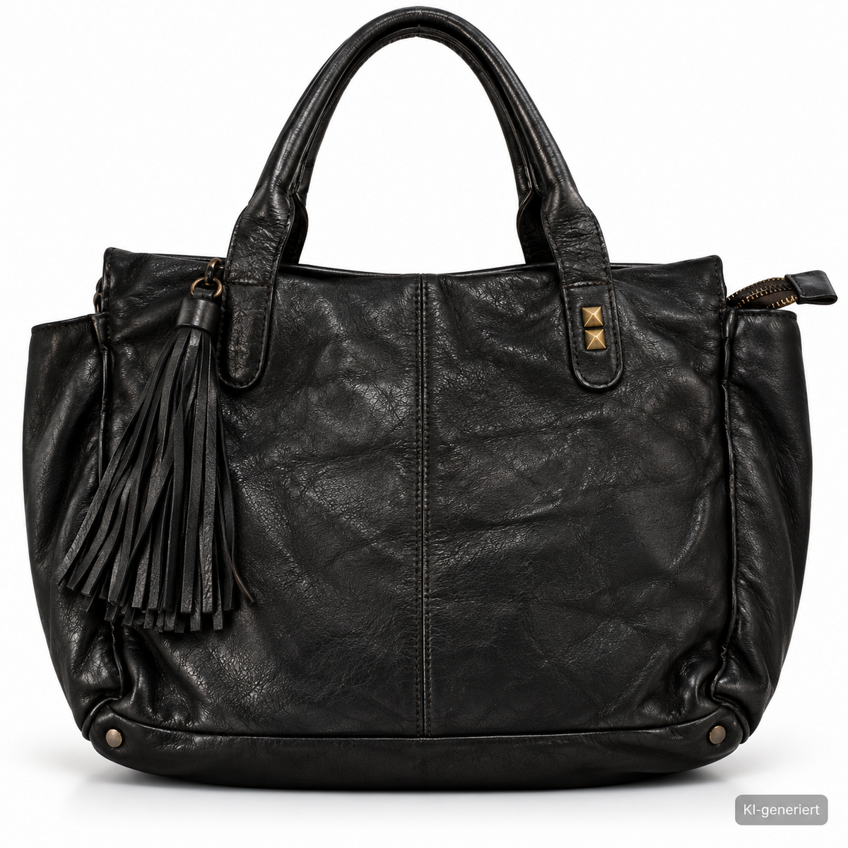 Desiderius Caladia Damen Ledertasche Schwarz Echtleder Shopper Schultertasche H2
