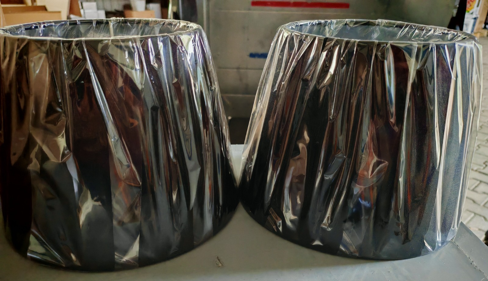 Navaris Lampenschirm 2er Set Leinen E27 Schwarz Silber Tischlampe Deko HO-A36