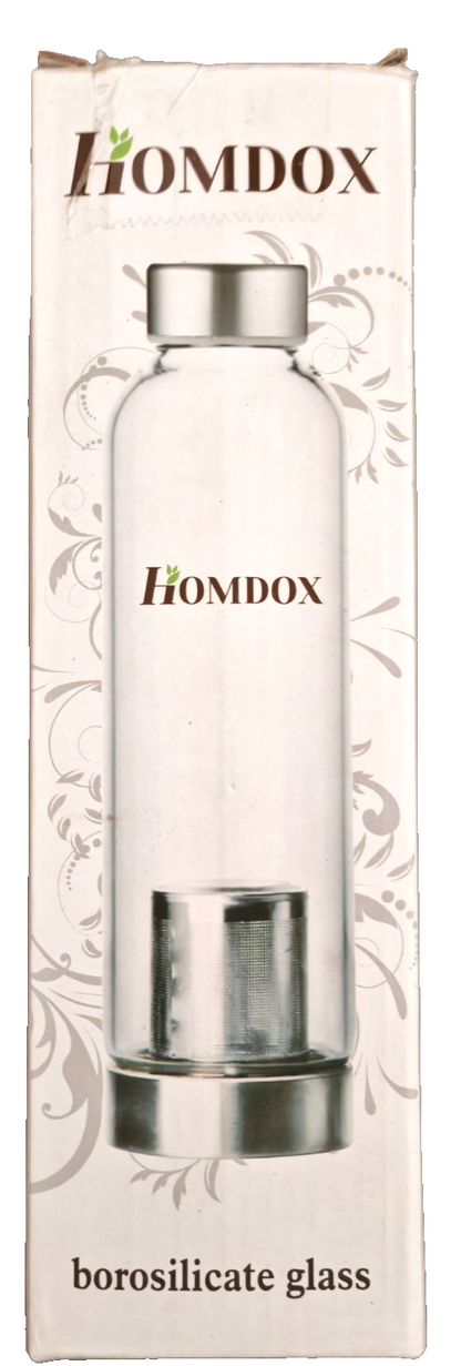 Homdox Borosilikat Glas Trinkflasche Hitzebeständig Auslaufsicher Wasser B3