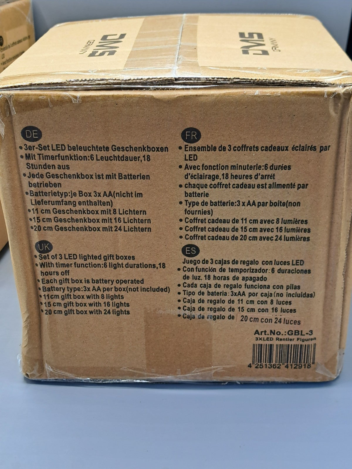 DMS 3er Set beleuchtete Geschenkboxen LED /Weinachtsbeleuchtung