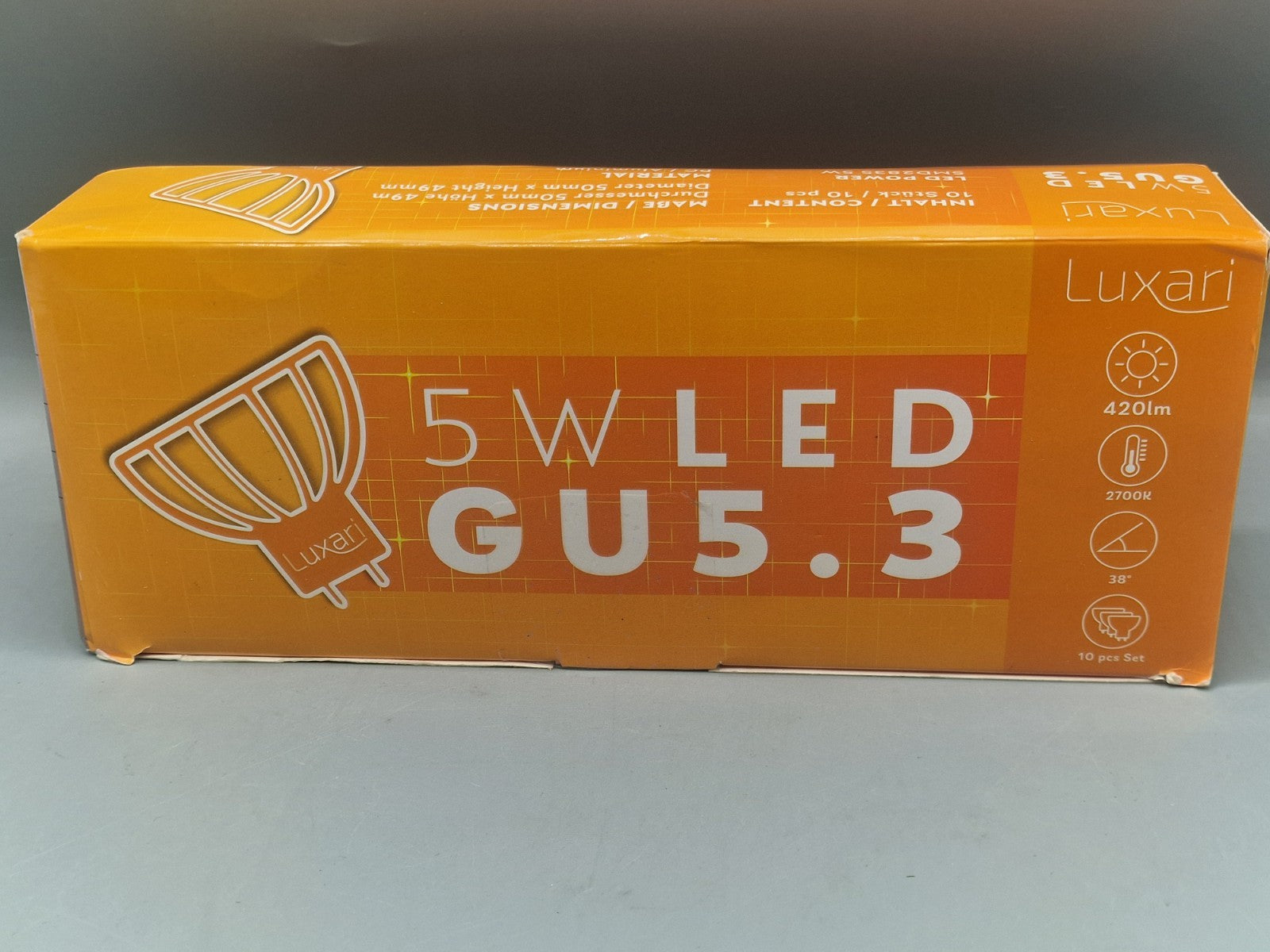 Luxari 5W LED GU 5.3 420lm, 2700k, 10 Stück