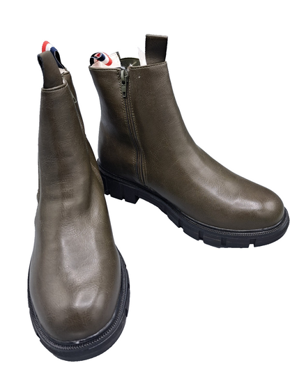 Inselhauptstadt Damen Chelsea Boots Gr. 40 Khaki Taupe Stiefeletten Profilsohle