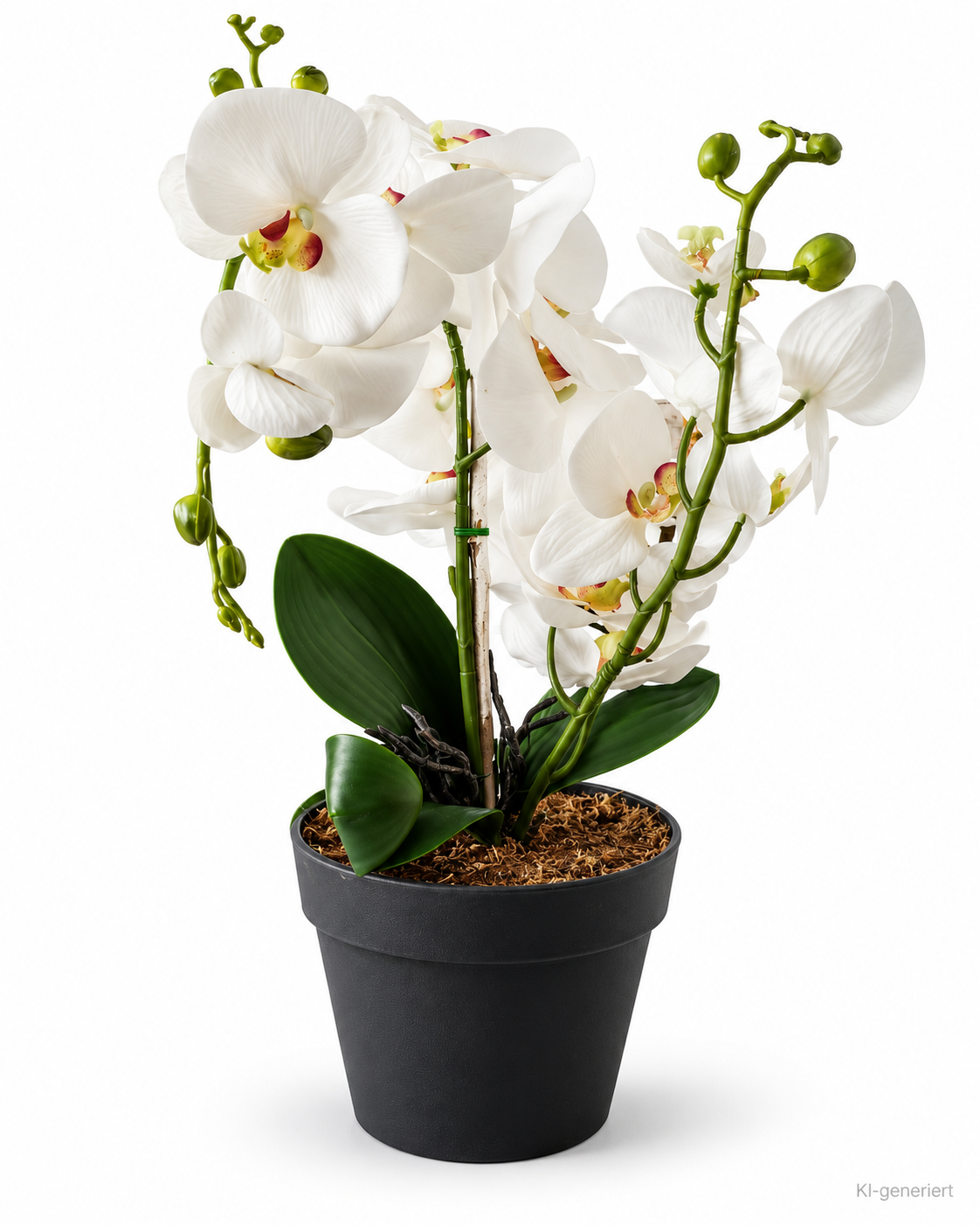 Künstliche Orchidee Weiß im Topf 55 cm Kunstblume Phalaenopsis Dekopflanze C2