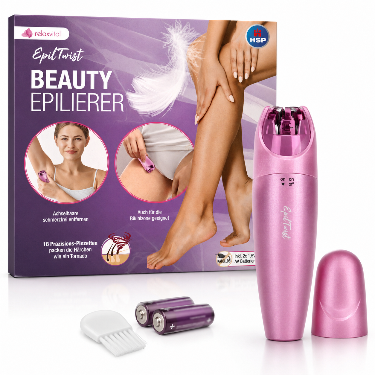 RelaxVital Epil Twist Beauty Epilierer LED Haarentferner Gesicht Beine Achseln