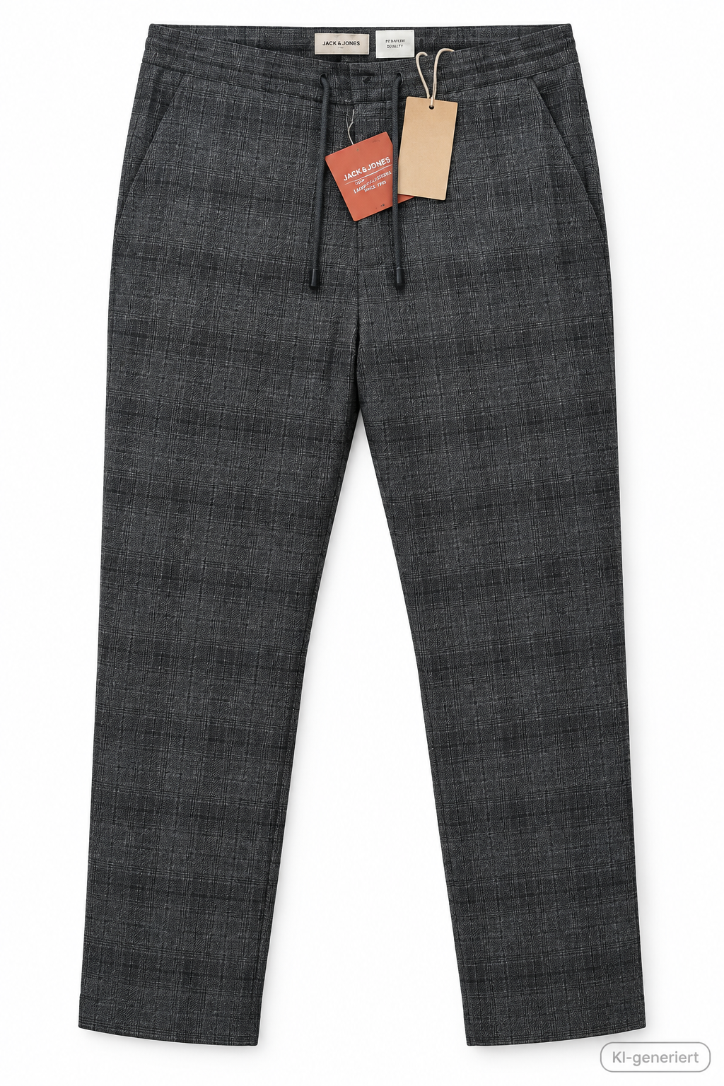 STRANDFEIN Menswear Herren Hose Gr. 28 Kurzgröße Anthrazit Kariert Business D2