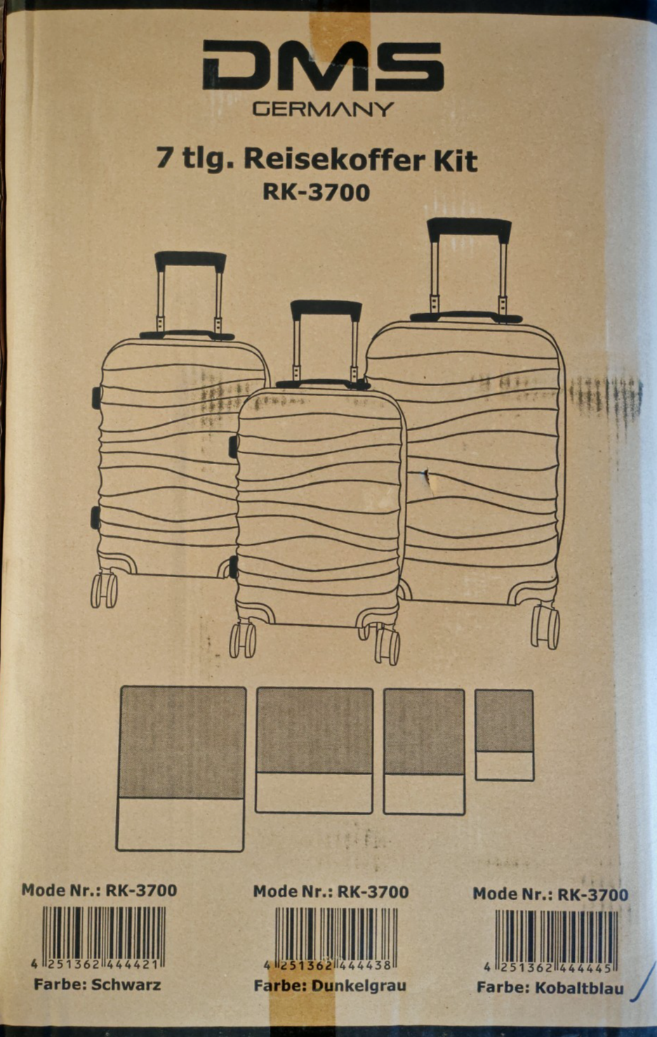 DMS 7tlg Kofferset ABS Hartschale Trolley Set Reisekoffer Kobalt Blau HO-A25
