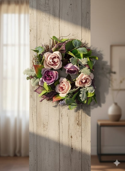 ABELLA Flora Türkranz Ø 48cm Rosen & Lavendel | Wandkranz & Tischkranz XXL