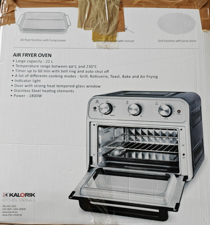Kalorik TKG AFO 2001 Airfryer Ofen 21L Heißluftfritteuse Dörrautomat 1800W Pal2