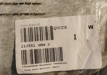 Strandfein Menswear Herren Sweathose Gr. L Grau Meliert Jogginghose Anker D2