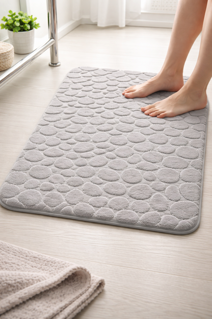 Badeteppich 60x100 cm – rutschfest weich Grau Badezimmer