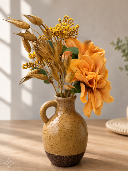 Kunstblumenstrauß Dahlie mit Vase Kunstblumen Blumenstrauß Deko Wohnzimmer P1
