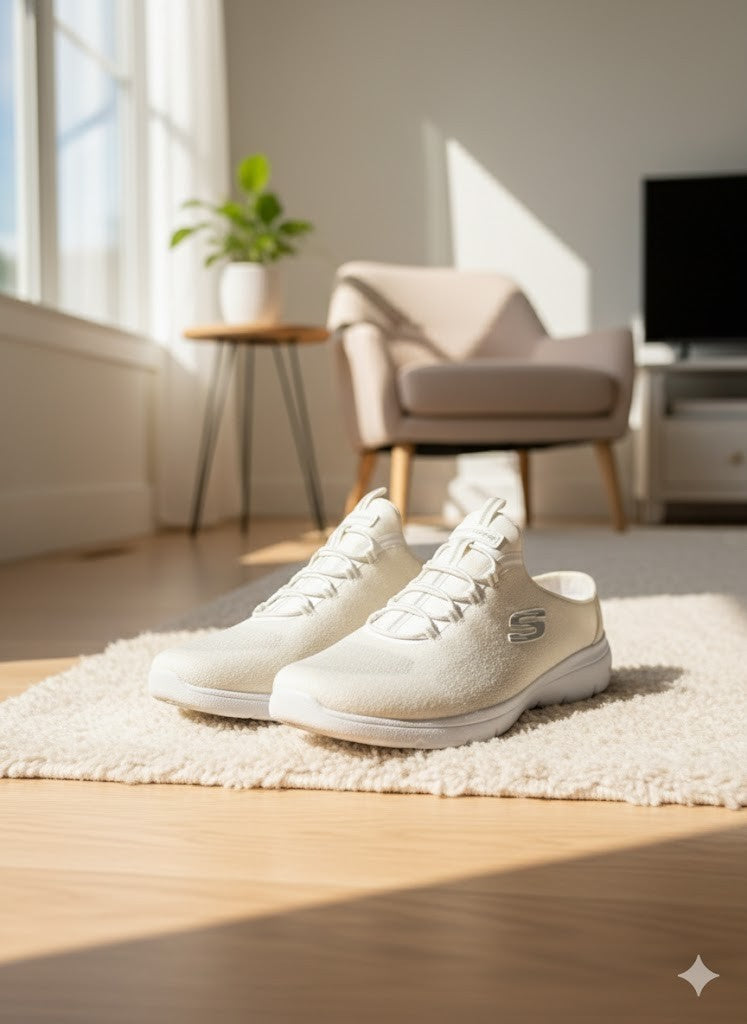 SKECHERS Damen-Sabot Summits Mesh Atmungsaktiv Weiß Größe 41 ✅