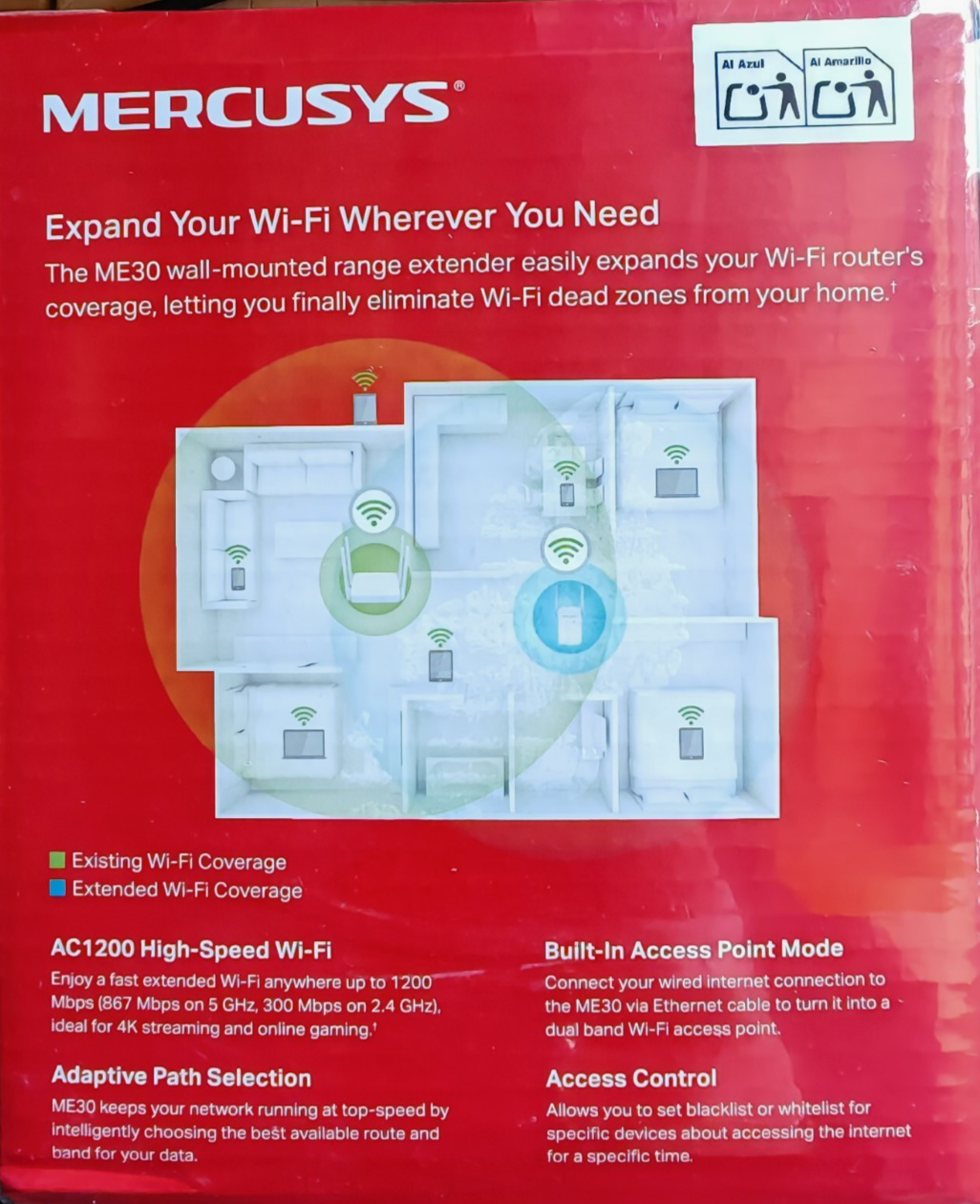 Mercusys ME30 AC1200 Wi-Fi Range Extender WLAN Repeater 1200 Mbit/s White v1.0
