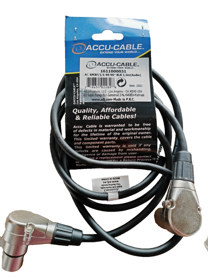 ACCU-CABLE XLR Kabel 1,5m 3-polig Stecker Buchse 90° Winkel Mikrofon D8