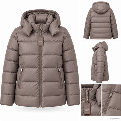 STRANDFEIN Menswear Herren Steppjacke Gr. 50 Taupe Kapuze Winterjacke