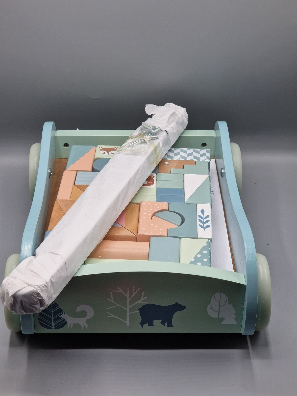 Navaris Lauflernwagen aus Holz Blau Baby Lernwagen Gehwagen Schiebewagen