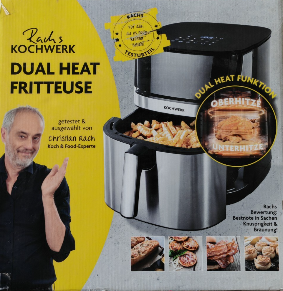 Rachs Kochwerk Dual Heißluftfritteuse 4L 1400W Airfryer Ober Unterhitze HA22