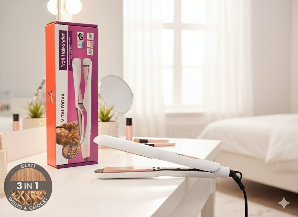 Lockenstab VITALmaxx Profi Hair Styler Locken- und Glättungsfunktion