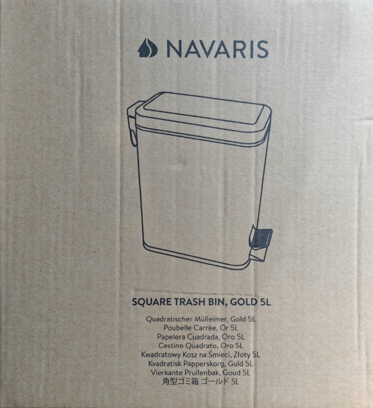 Navaris Mülleimer 5L Gold Quadratisch Treteimer Bad WC Soft Close Edelstahl HA6