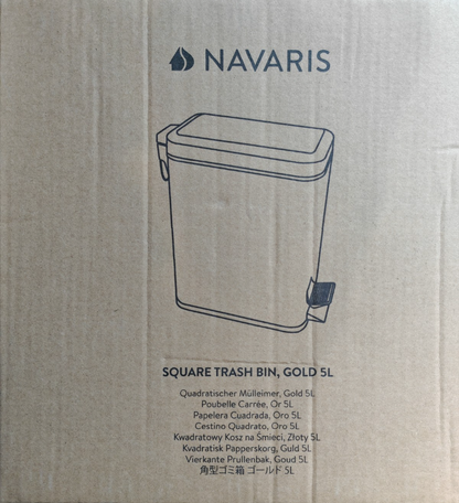 Navaris Mülleimer 5L Gold Quadratisch Treteimer Bad WC Soft Close Edelstahl HA6