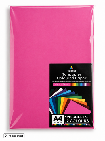 Tritart Tonpapier A4 130g/m² 120 Blatt 12 Farben Buntpapier Bastelpapier Set E1