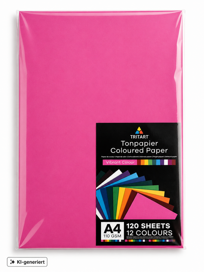 Tritart Tonpapier A4 130g/m² 120 Blatt 12 Farben Buntpapier Bastelpapier Set E1