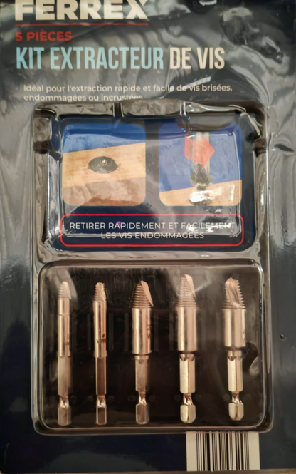 FERREX Schraubenausdreher Bit-Set 5tlg Schrauben Entferner Ausdreher A2