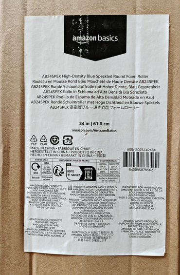 Faszienrolle Massagerolle Fitnessrolle hochdicht - 61 cm Amazon Basics