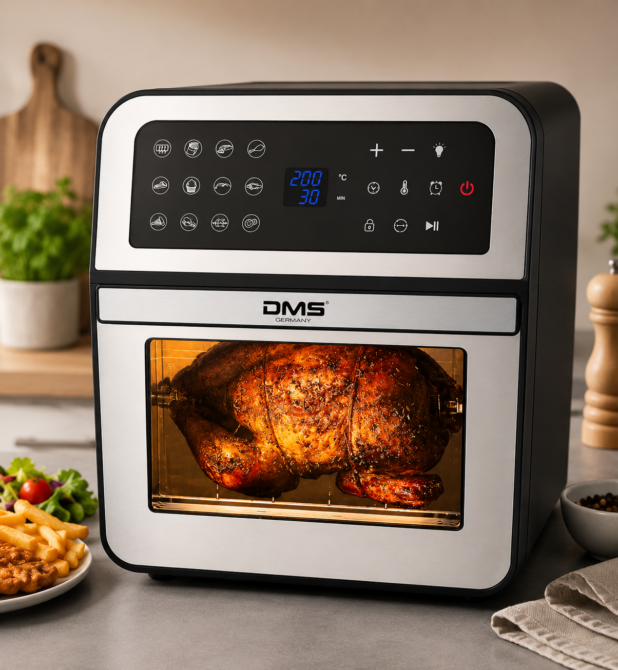 DMS XXXL Heißluftfritteuse 12L 1800W Airfryer Backofen Dörrautomat XXL HO-A22